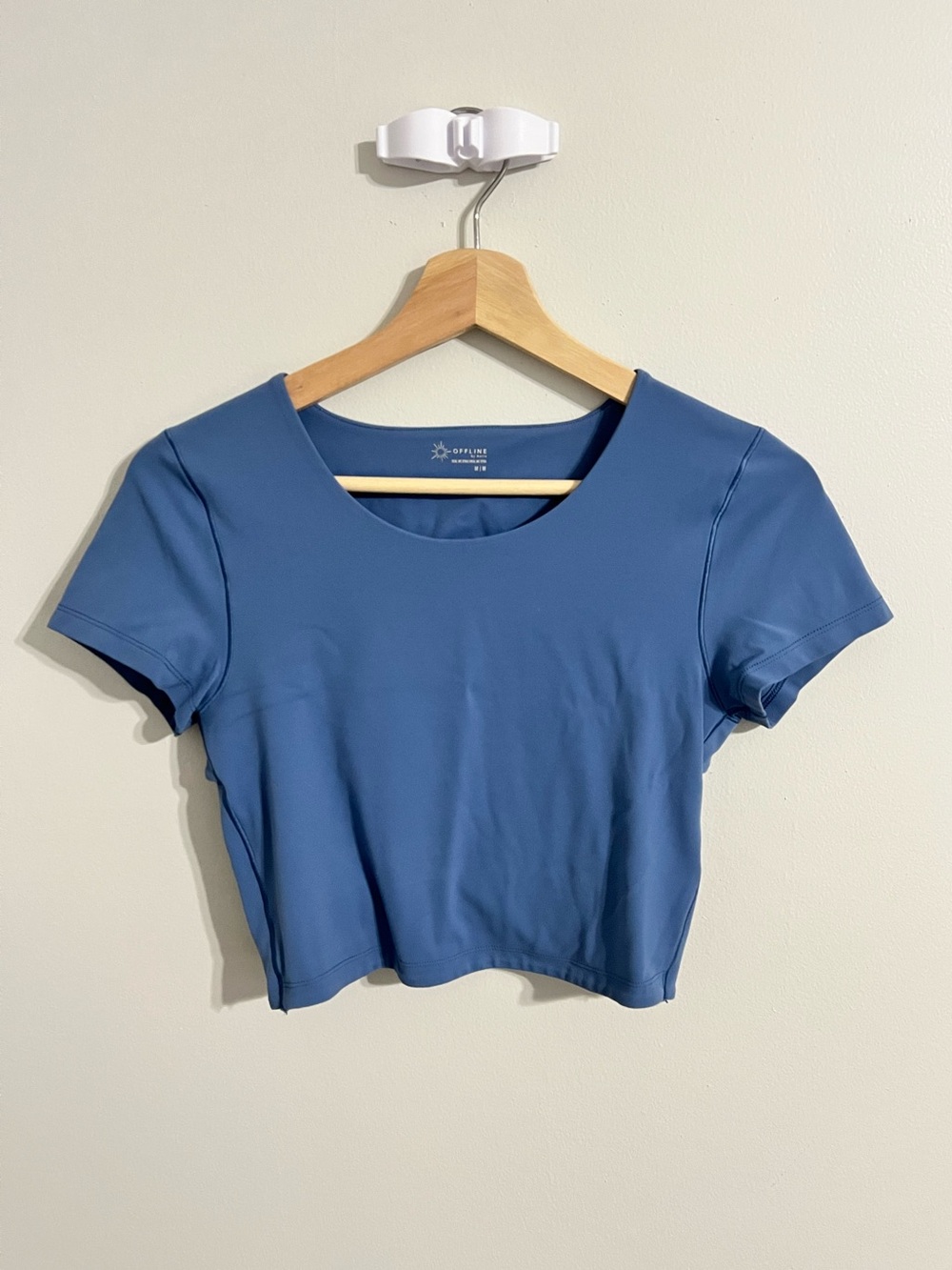 OFFLINE by Aerie Real Me Extra Blue Open Back Cropped Active Top | Size M